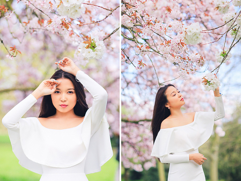 spring sakura cherry blossom fashion portrait asian beauty photo shoot london regents park _02