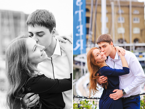engagement pre wedding couple love story photo shoot london tower bridge st katharine docks red heart balloons (13)