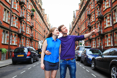 engagement pre wedding couples love story photo shoot summer London Regents park Belsize Marylebone