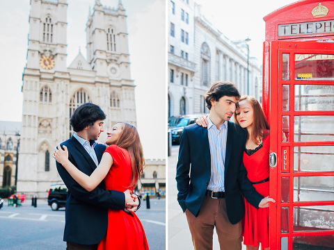 couples engagement pre wedding London photo shoot love story Big Ben Westminster red dress romantic (18)