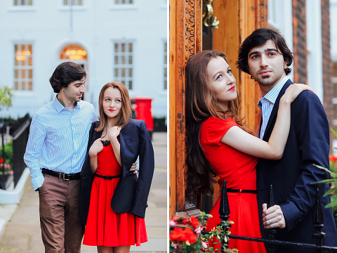 couples engagement pre wedding London photo shoot love story Big Ben Westminster red dress romantic (22)