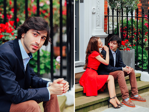 couples engagement pre wedding London photo shoot love story Big Ben Westminster red dress romantic (23)