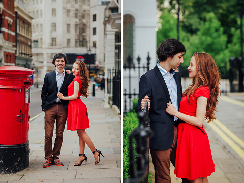 couples engagement pre wedding London photo shoot love story Big Ben Westminster red dress romantic (27)