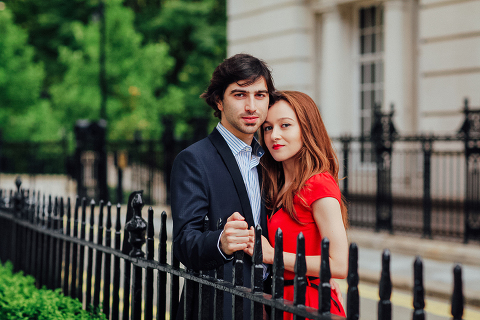 couples engagement pre wedding London photo shoot love story Big Ben Westminster red dress romantic (28)