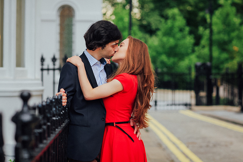 couples engagement pre wedding London photo shoot love story Big Ben Westminster red dress romantic (29)