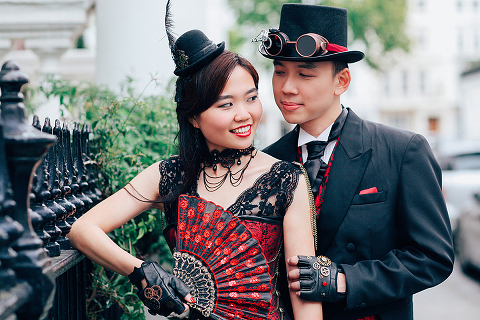 london engagement cosplay pre wedding vintage fantasy autumn photo shoot kynance mews kensington (10)