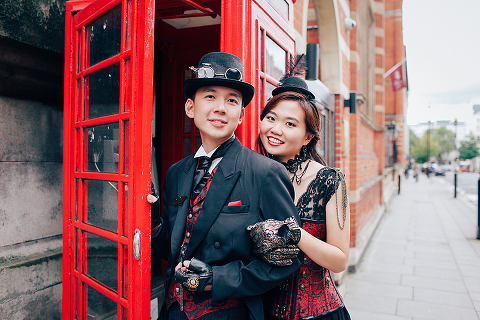 london engagement cosplay pre wedding vintage fantasy autumn photo shoot kynance mews kensington (15)
