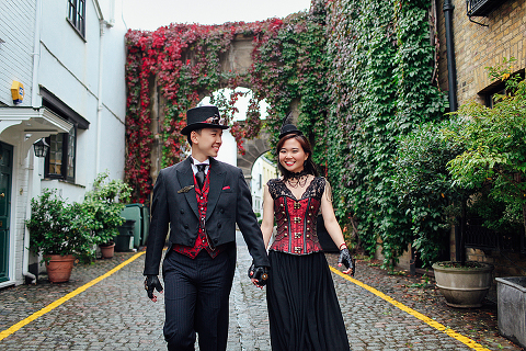 london engagement cosplay pre wedding vintage fantasy autumn photo shoot kynance mews kensington (8)