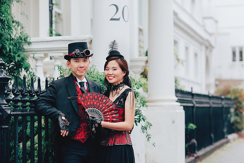 london engagement cosplay pre wedding vintage fantasy autumn photo shoot kynance mews kensington (9)