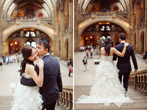 engagement pre wedding photographer London Kensington Natural history museum rainy day couple  (23)