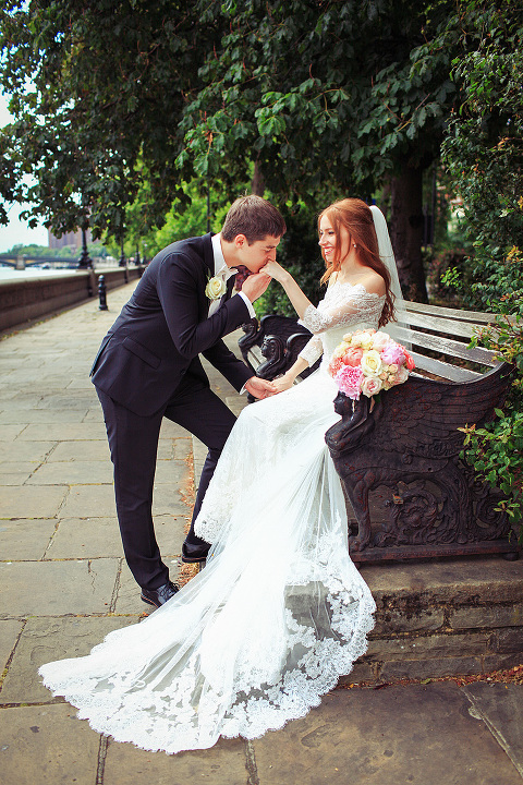 Wedding summer London Chelsea High Rocks Kent Tunbridge Wells red hair bride  (9)