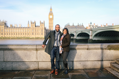 winter London outdoor couples Valentines day photo shoot engagement Westminster Big Ben tower Bridge (2)