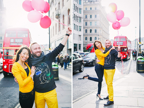valentines day love couples engagement photo shoot London balloons piccadilly westminster big ben spring park yellow (10)