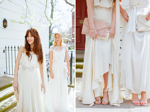 belle and bunty spring bridal fashion london wedding dress vintage outdoor photo shoot cherry blossom bride dune shoes editorial (1)