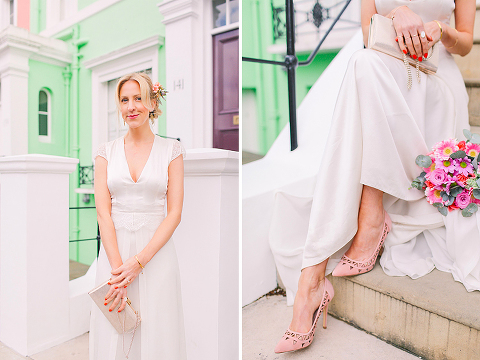 belle and bunty spring bridal fashion london wedding dress vintage outdoor photo shoot cherry blossom bride dune shoes editorial (24)