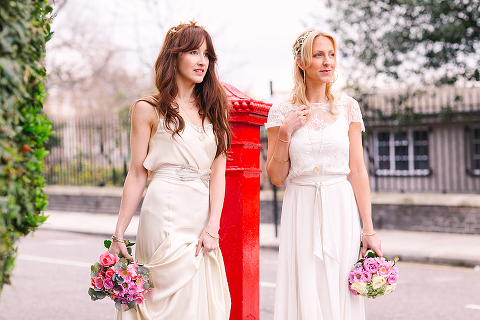 belle and bunty spring bridal fashion london wedding dress vintage outdoor photo shoot cherry blossom bride dune shoes editorial (6)