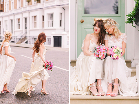 belle and bunty spring bridal fashion london wedding dress vintage outdoor photo shoot cherry blossom bride dune shoes editorial (7)