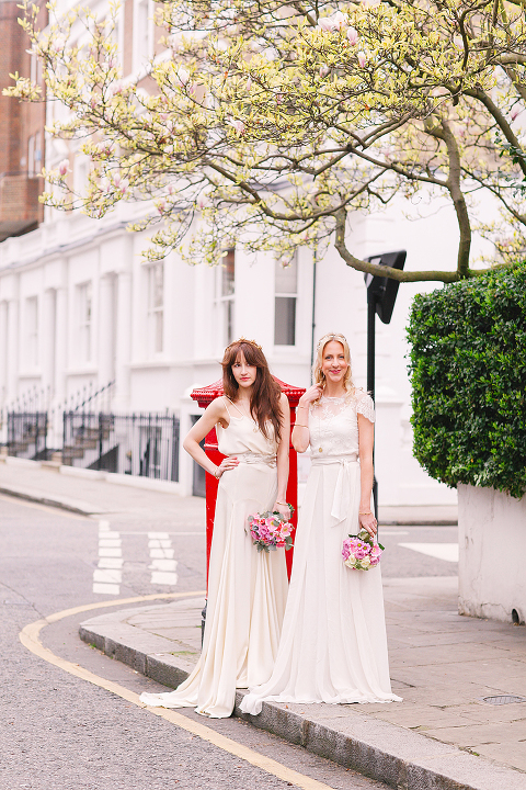 belle and bunty spring bridal fashion london wedding dress vintage outdoor photo shoot cherry blossom bride dune shoes editorial (8)