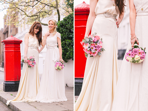 belle and bunty spring bridal fashion london wedding dress vintage outdoor photo shoot cherry blossom bride dune shoes editorial (9)