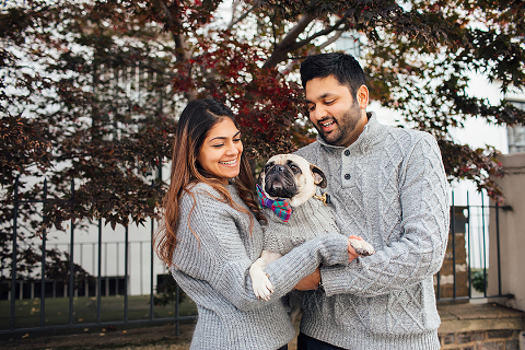family couple pet dog pug autumn London Hyde park Kensington gardens photo shoot fall (15)
