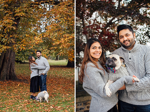 family couple pet dog pug autumn London Hyde park Kensington gardens photo shoot fall (16)