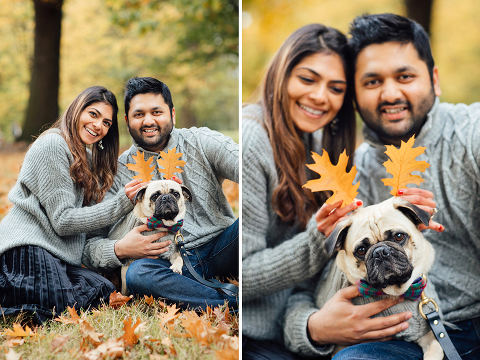 family couple pet dog pug autumn London Hyde park Kensington gardens photo shoot fall (24)