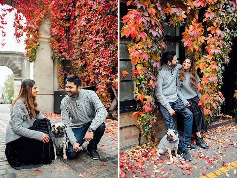 family couple pet dog pug autumn London Hyde park Kensington gardens photo shoot fall (8)