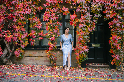 portrait autumn photo shoot london kensington fall red leaves