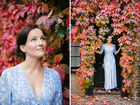 portrait autumn photo shoot london kensington fall red leaves (2)