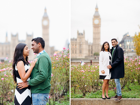south kensington london couples engagement pre wedding proposal autumn photo shoot big ben westminster bridge tower evening (34)
