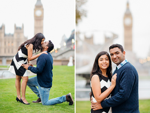 south kensington london couples engagement pre wedding proposal autumn photo shoot big ben westminster bridge tower evening (37)
