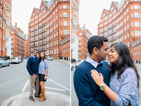 south kensington london couples engagement pre wedding proposal autumn photo shoot big ben westminster bridge tower evening (6)