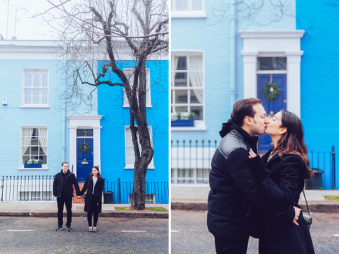 winter christmas couples engagement photo shoot London notting hill fog (13)