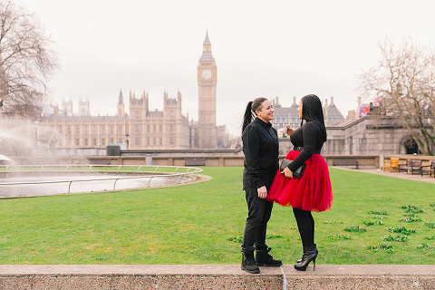 gay lesbian same sex couple photo shoot London Big Ben Westminster Valentines day