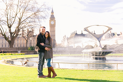 couples photo shoot in London Westminster Big Ben spring engagement photographer