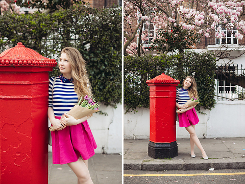 London portrait lifestyle fashion spring pink magnolia blooming photo shoot cute tulips long hair pretty girl (10)