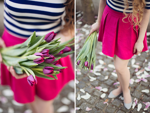 London portrait lifestyle fashion spring pink magnolia blooming photo shoot cute tulips long hair pretty girl (3)
