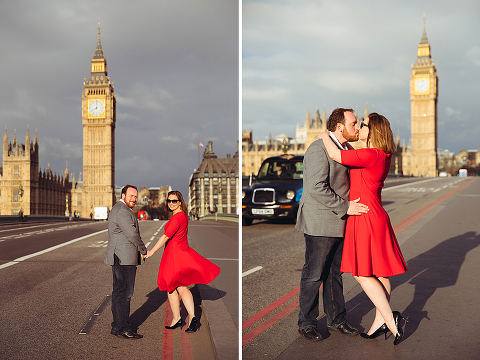couple love story anniversary photo shoot London Westminster Bridge Red telephone box Big Ben (1)