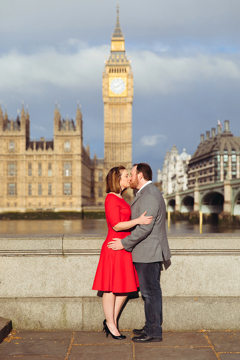 couple love story anniversary photo shoot London Westminster Bridge Red telephone box Big Ben (3)