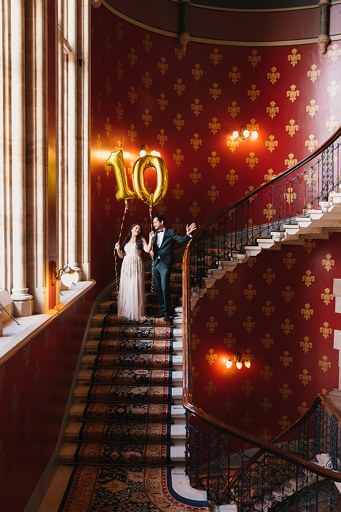 couples anniversary photo shoot London Kings Cross St Pancras hotel