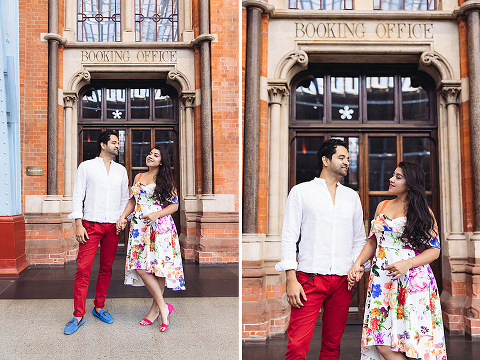 couples anniversary photo shoot London Kings Cross St Pancras hotel (28)