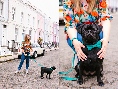 couples engagement pre wedding photo shoot london notting hill pet black pug (13)