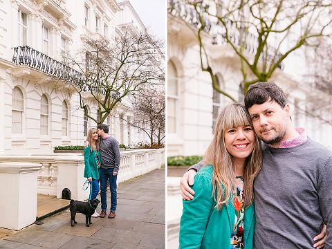 couples engagement pre wedding photo shoot london notting hill pet black pug (18)