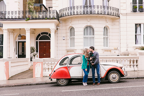 couples engagement pre wedding photo shoot london notting hill pet black pug (22)