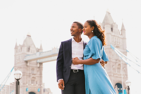 couples anniversary engagement photo shoot London Tower Bridge summer